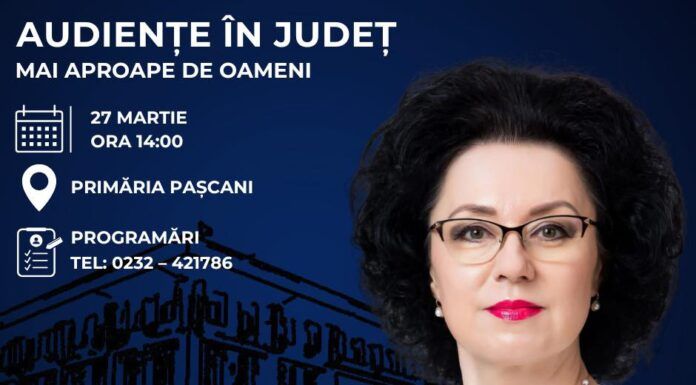 Prefectul județului Iași, Luciana Antoci, audiențe la Pașcani pe 27 martie
