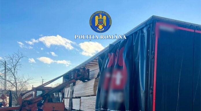 Camion cu lemne confiscat de polițiști la Cristești – FOTO