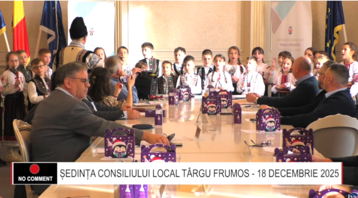 ȘEDINȚA CONSILIULUI LOCAL TÂRGU FRUMOS – 18 DECEMBRIE 2025. În cadrul festiv, aleșii locali au primit și colindători – VIDEO